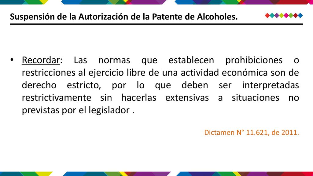 Suspensión de la Autorización de la Patente de Alcoholes.