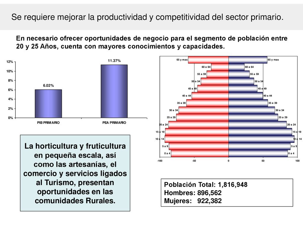 Se requiere mejorar la productividad y competitividad del sector primario.