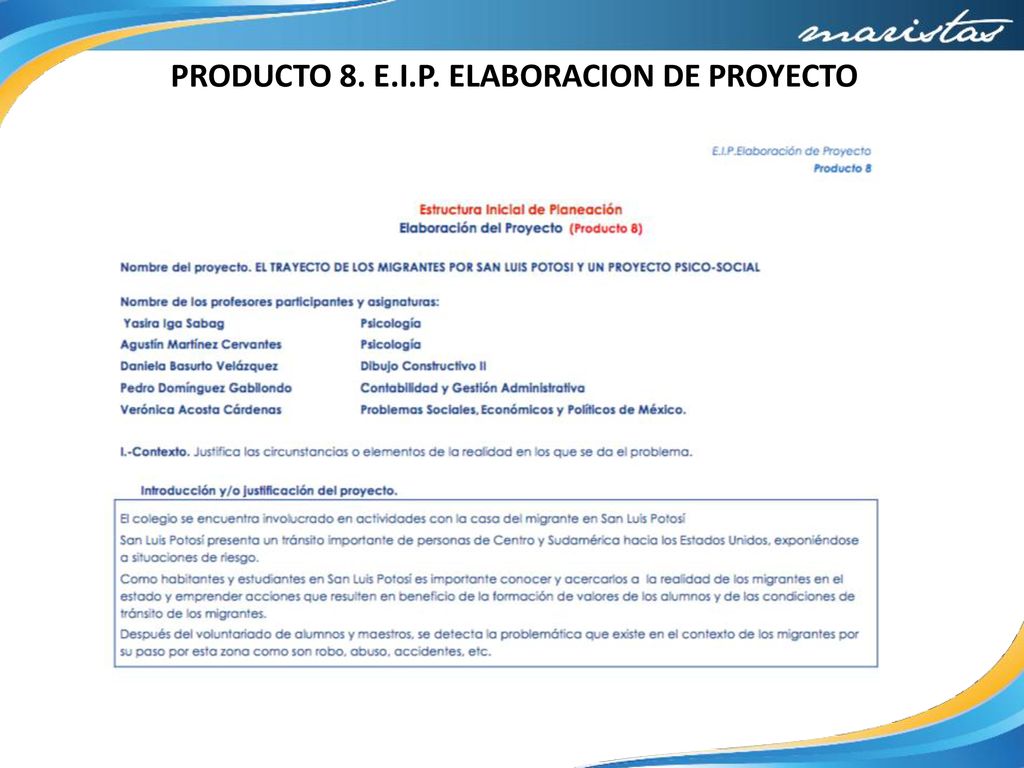 PRODUCTO 8. E.I.P. ELABORACION DE PROYECTO