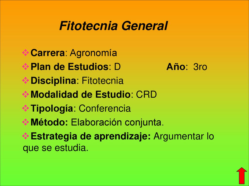 Fitotecnia General Carrera: Agronomía Plan de Estudios: D Año: 3ro