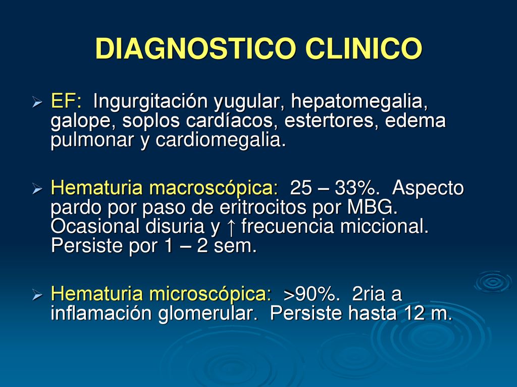 DIAGNOSTICO CLINICO EF: Ingurgitación yugular, hepatomegalia, galope, soplos cardíacos, estertores, edema pulmonar y cardiomegalia.