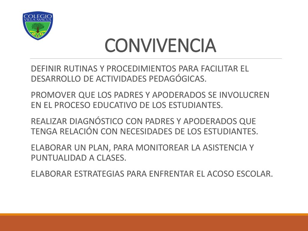 CONVIVENCIA DEFINIR RUTINAS Y PROCEDIMIENTOS PARA FACILITAR EL DESARROLLO DE ACTIVIDADES PEDAGÓGICAS.