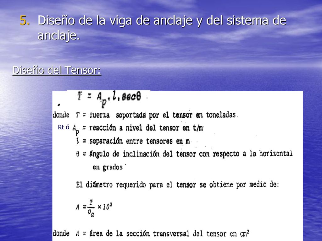 Diseño de la viga de anclaje y del sistema de anclaje.