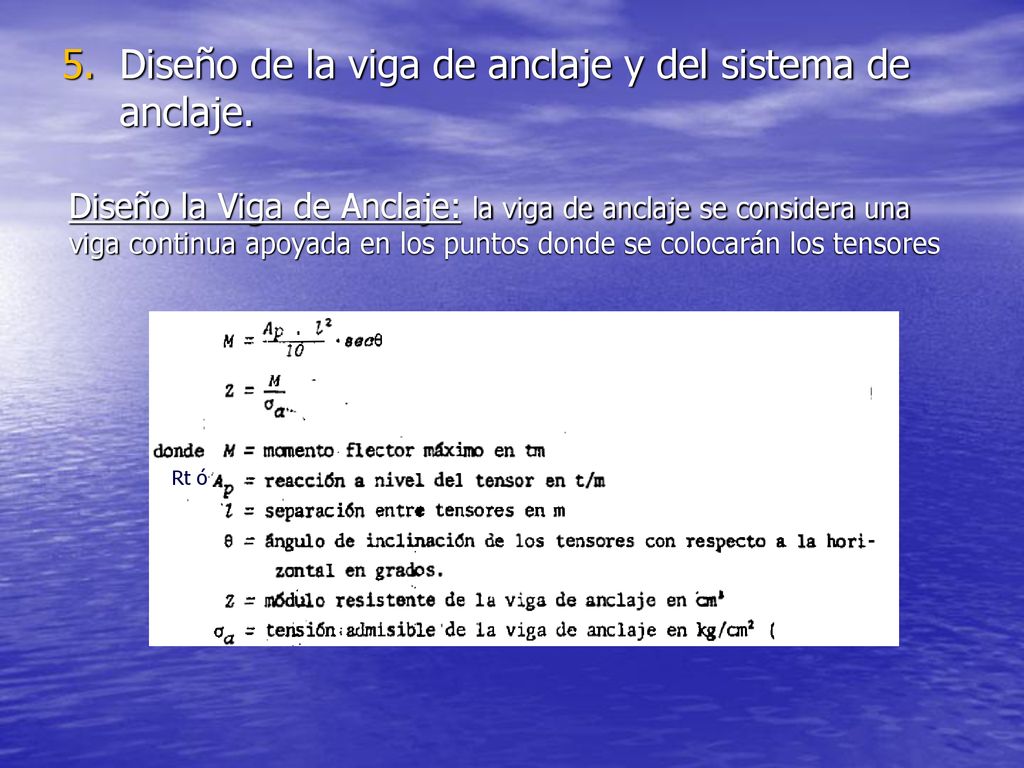 Diseño de la viga de anclaje y del sistema de anclaje.