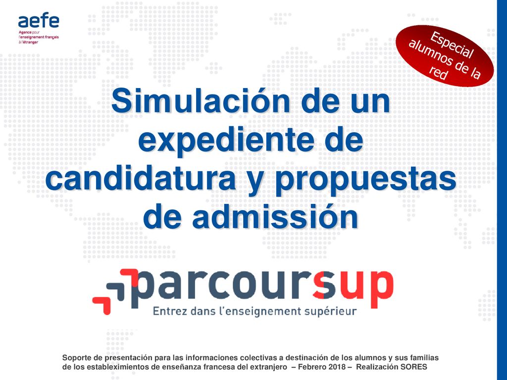 Simulación de un expediente de candidatura y propuestas de admissión