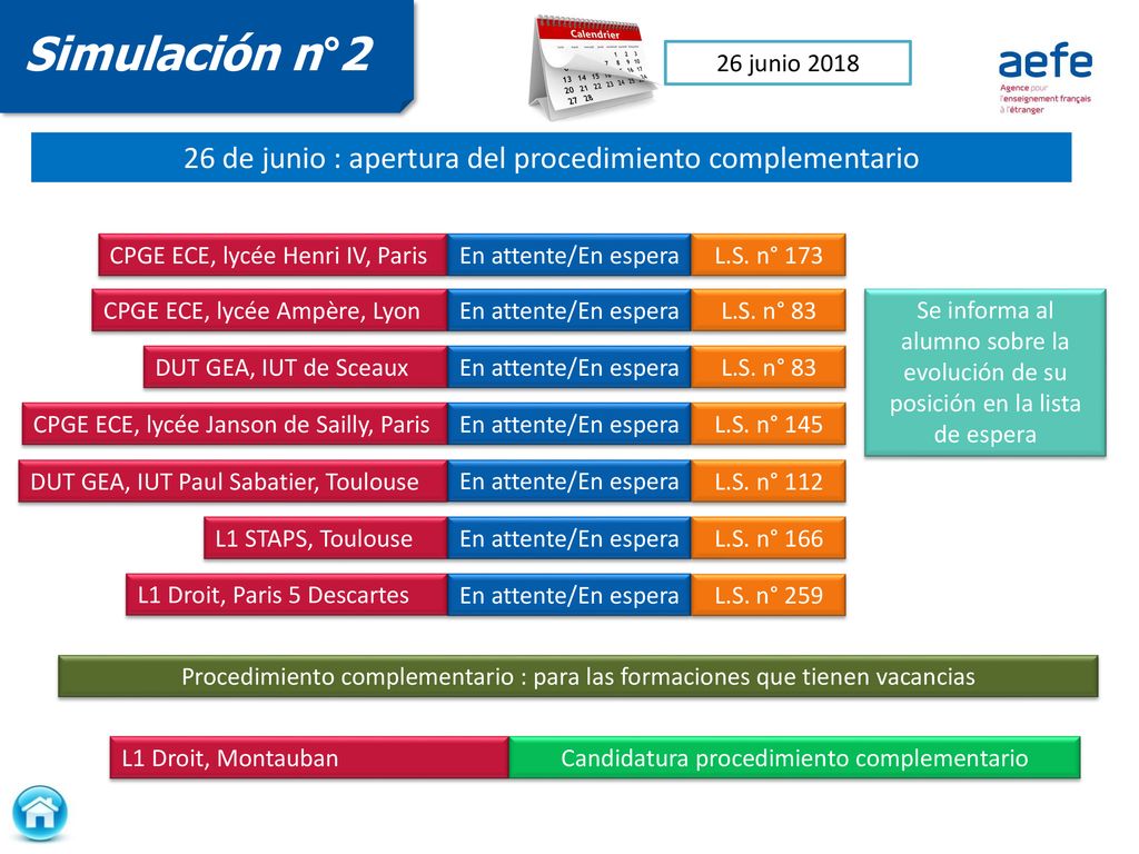 Simulación n°2 26 de junio : apertura del procedimiento complementario