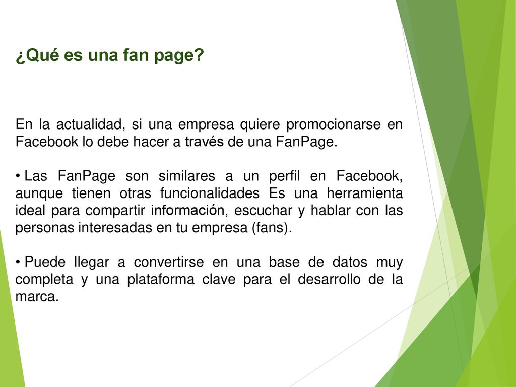 ¿Qué es una fan page En la actualidad, si una empresa quiere promocionarse en Facebook lo debe hacer a través de una FanPage.