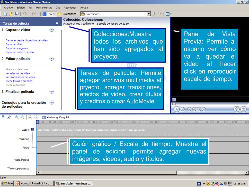 Colecciones:Muestra todos los archivos que han sido agregados al proyecto.