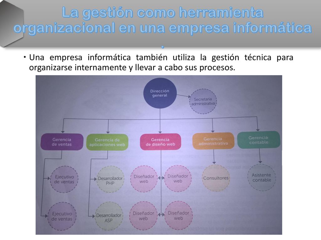 La gestión como herramienta organizacional en una empresa informática .