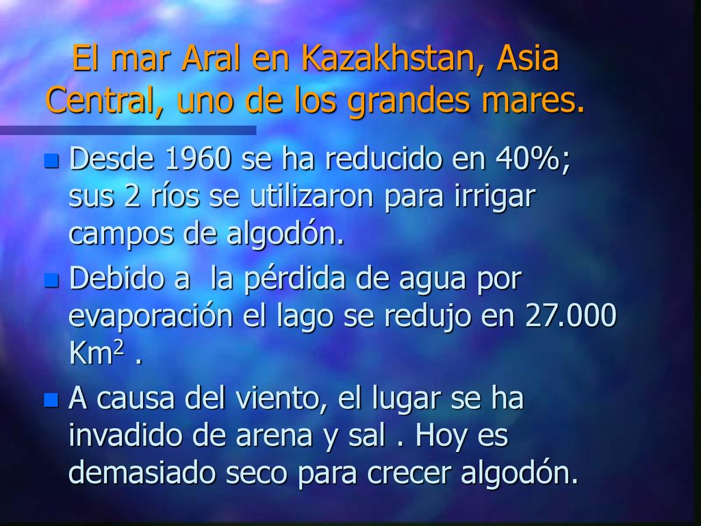 El mar Aral en Kazakhstan, Asia Central, uno de los grandes mares.