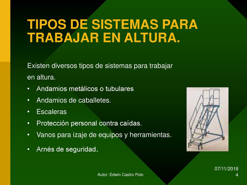 TIPOS DE SISTEMAS PARA TRABAJAR EN ALTURA.