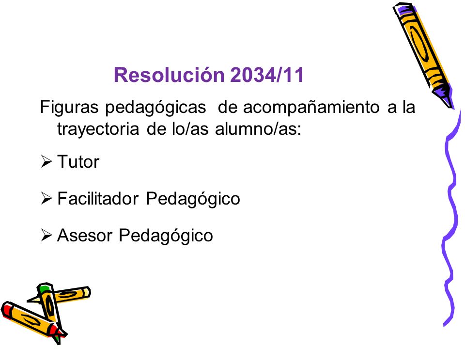 Resolución 2034/11 Figuras pedagógicas de acompañamiento a la trayectoria de lo/as alumno/as: Tutor.