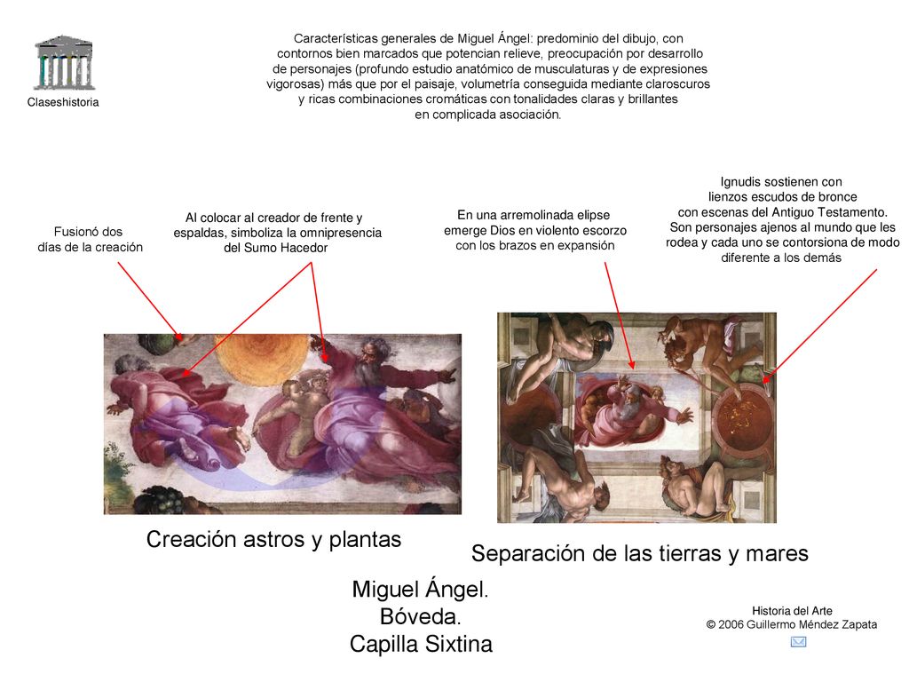 Creación astros y plantas Separación de las tierras y mares