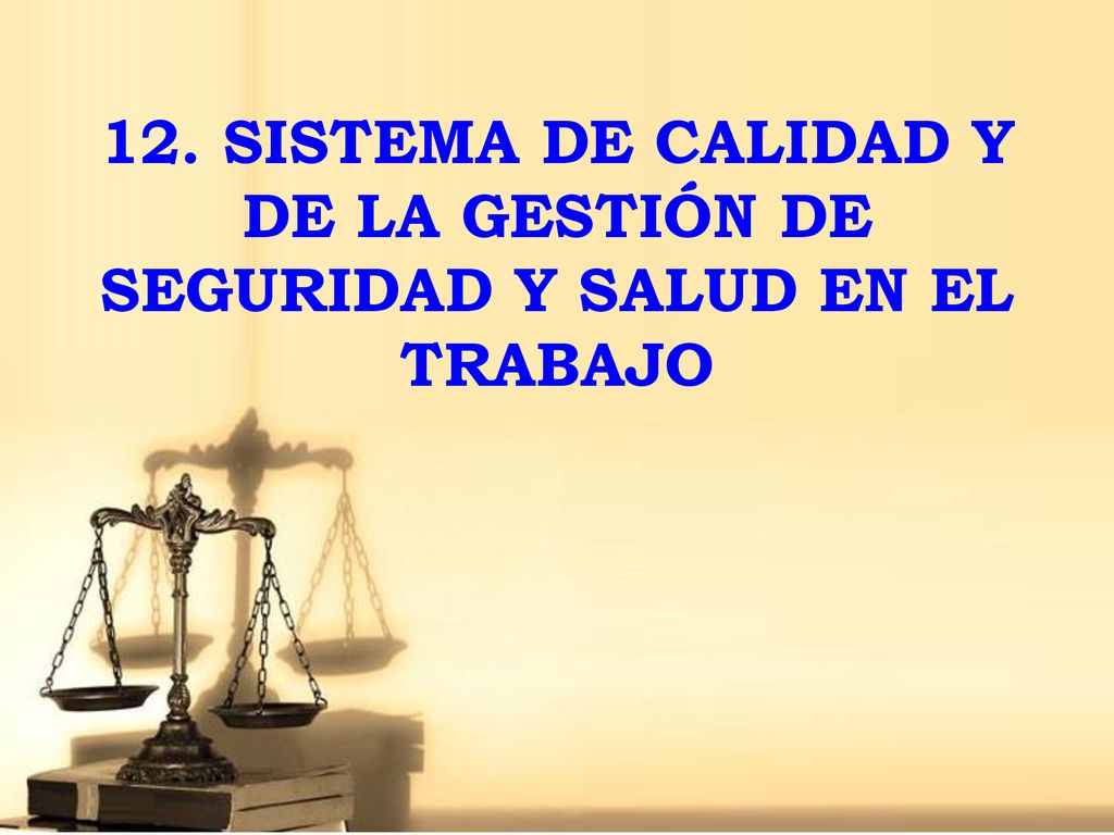 12. SISTEMA DE CALIDAD Y DE LA GESTIÓN DE SEGURIDAD Y SALUD EN EL TRABAJO