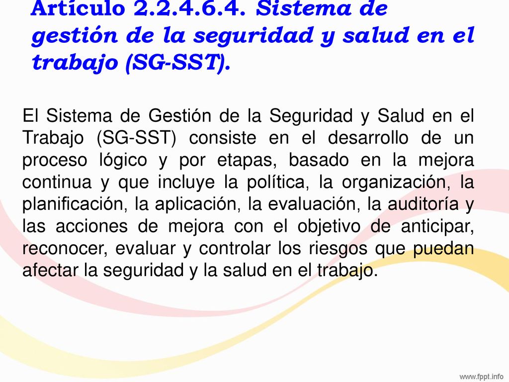 Artículo Sistema de gestión de la seguridad y salud en el trabajo (SG-SST).