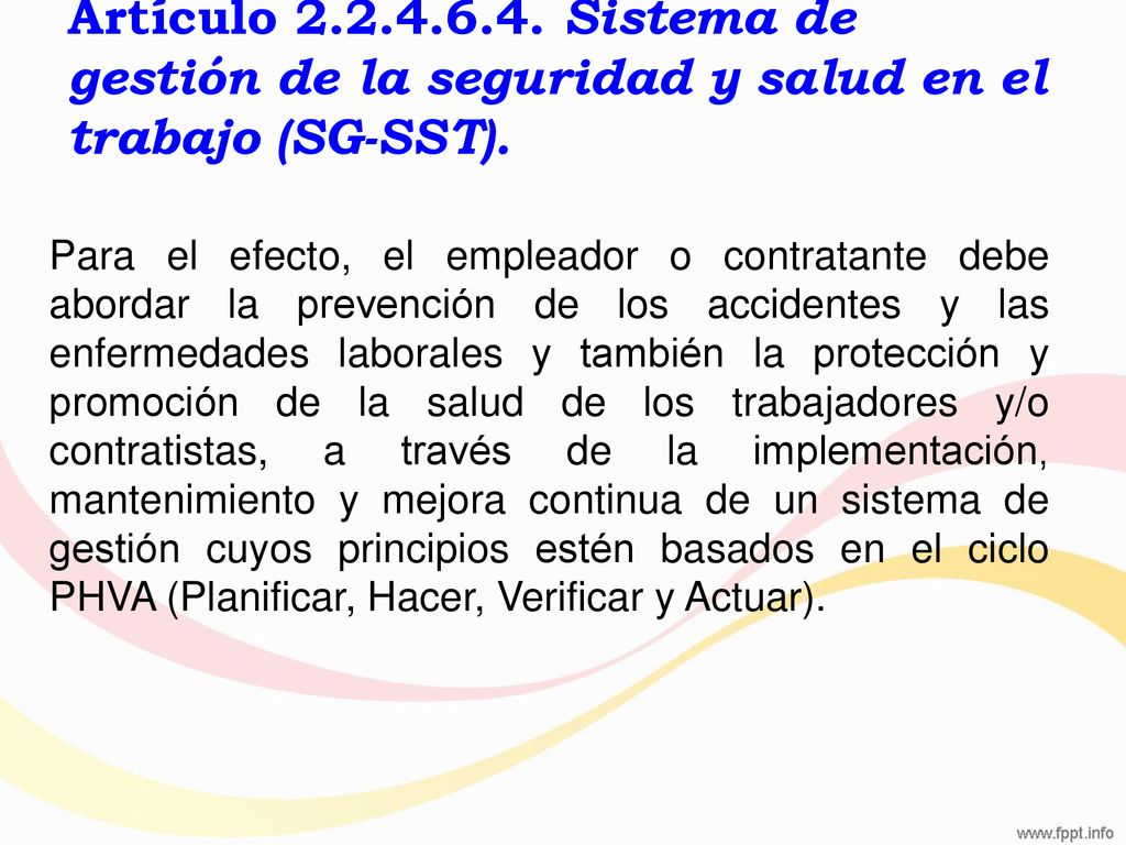Artículo Sistema de gestión de la seguridad y salud en el trabajo (SG-SST).