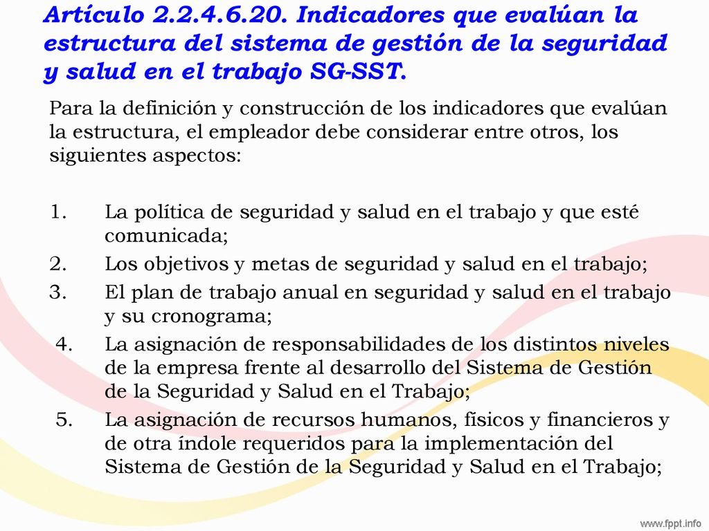 Artículo Indicadores que evalúan la estructura del sistema de gestión de la seguridad y salud en el trabajo SG-SST.