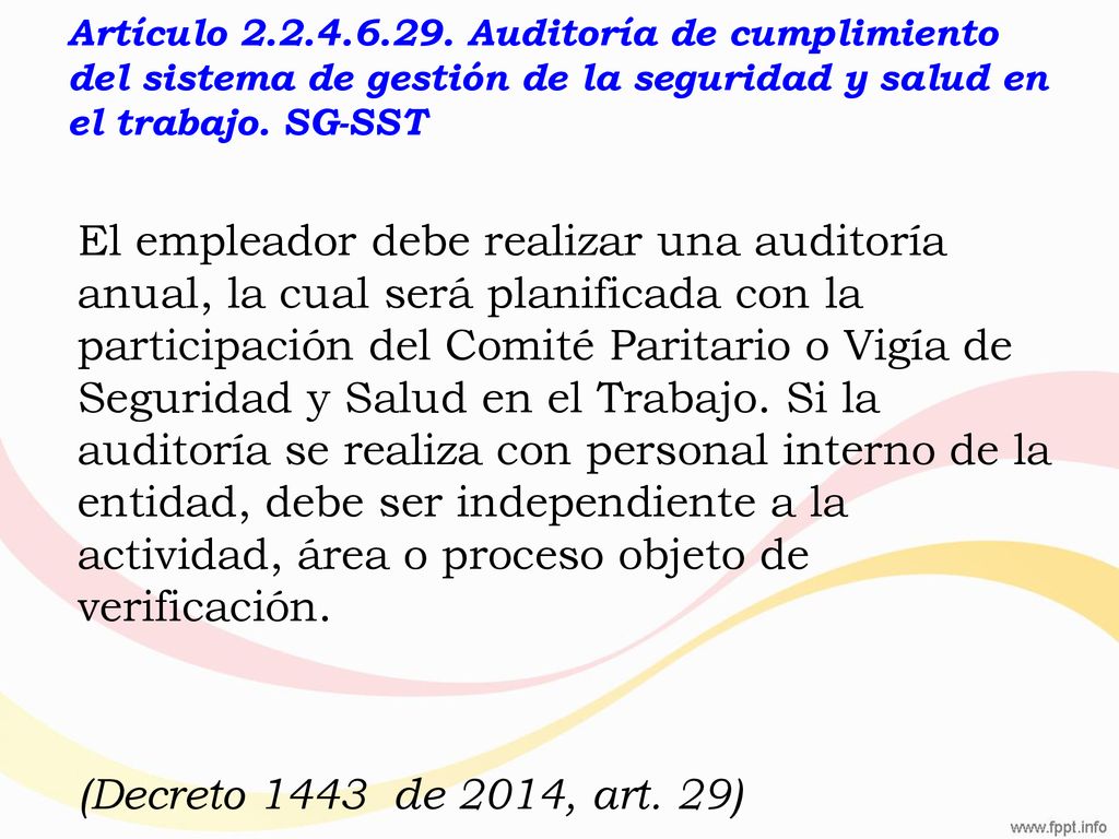 Artículo Auditoría de cumplimiento del sistema de gestión de la seguridad y salud en el trabajo. SG-SST
