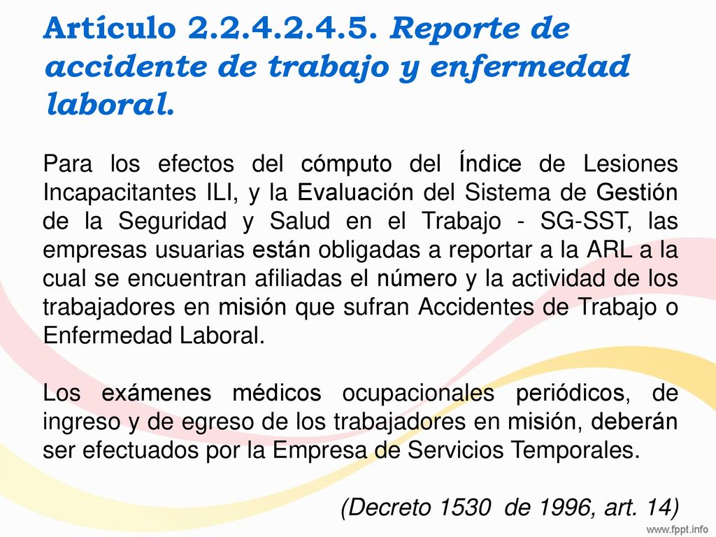 Artículo Reporte de accidente de trabajo y enfermedad laboral.