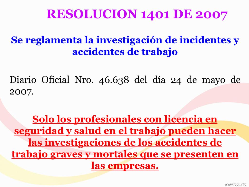 Se reglamenta la investigación de incidentes y accidentes de trabajo