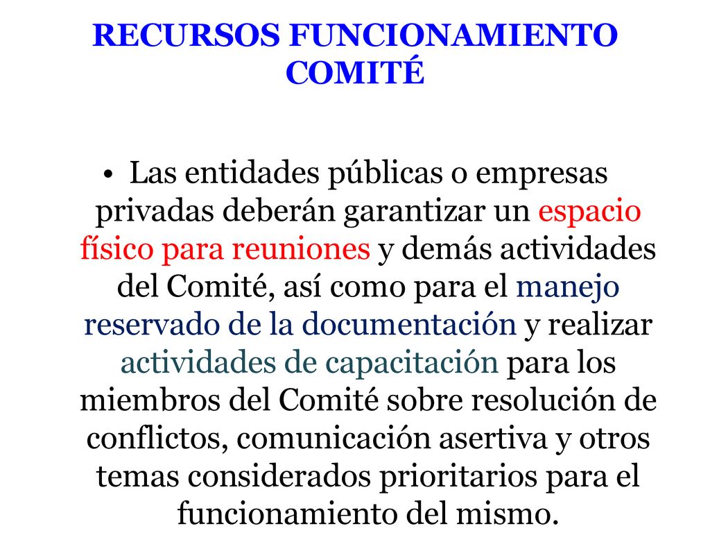reCURSOS FUNCIONAMIENTO COMITÉ
