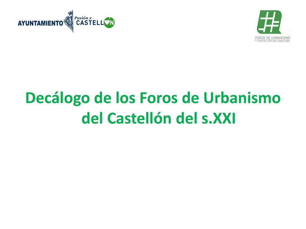 Decálogo de los Foros de Urbanismo del Castellón del s.XXI