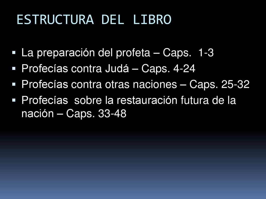 ESTRUCTURA DEL LIBRO La preparación del profeta – Caps. 1-3