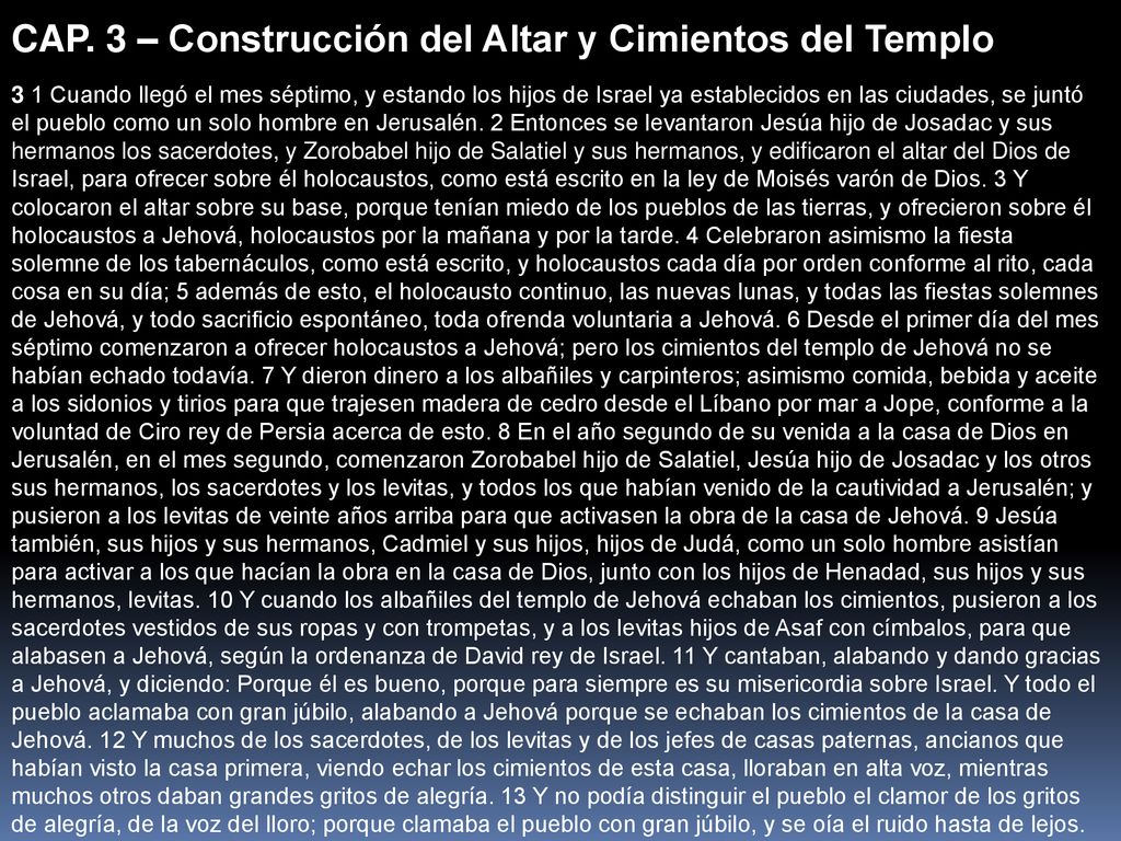 CAP. 3 – Construcción del Altar y Cimientos del Templo