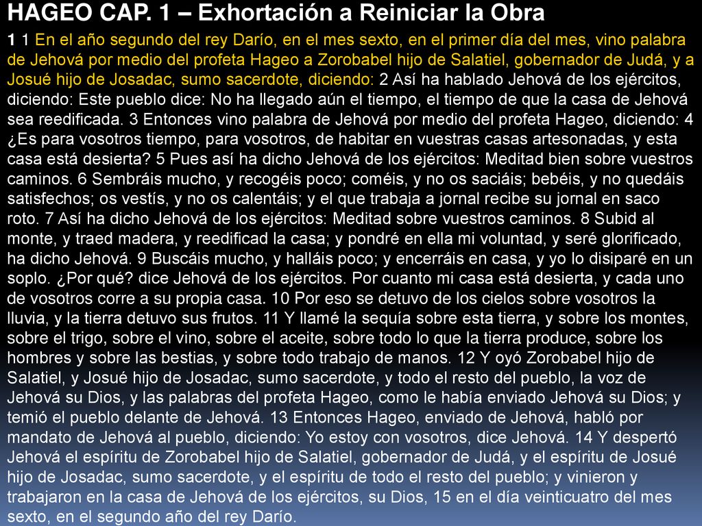 HAGEO CAP. 1 – Exhortación a Reiniciar la Obra