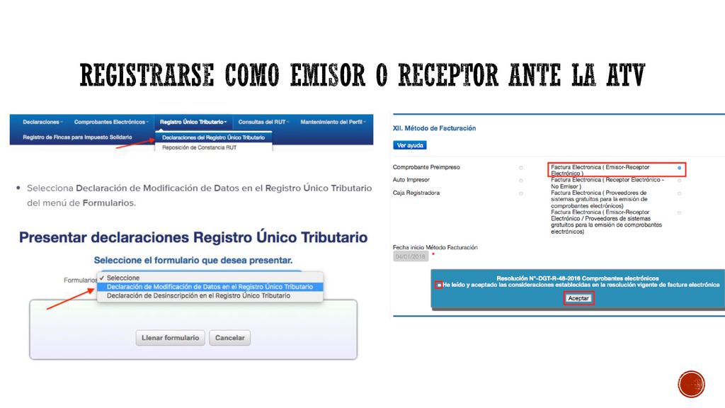 Registrarse como emisor o receptor ante la ATV