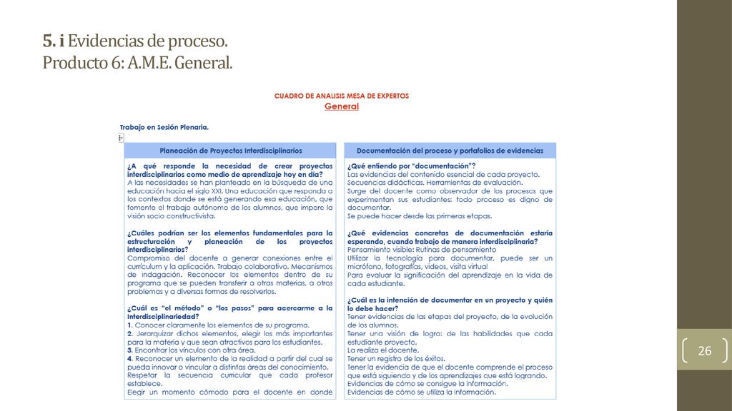 5. i Evidencias de proceso. Producto 6: A.M.E. General.