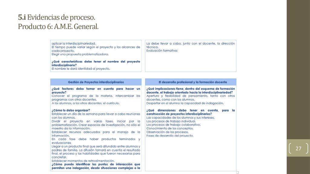 5.i Evidencias de proceso. Producto 6: A.M.E. General.
