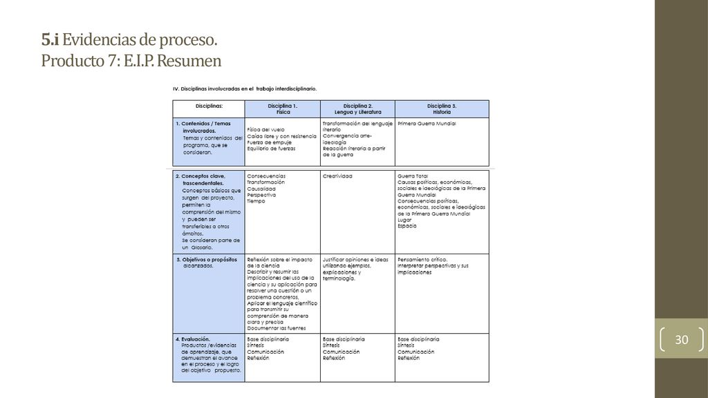 5.i Evidencias de proceso. Producto 7: E.I.P. Resumen