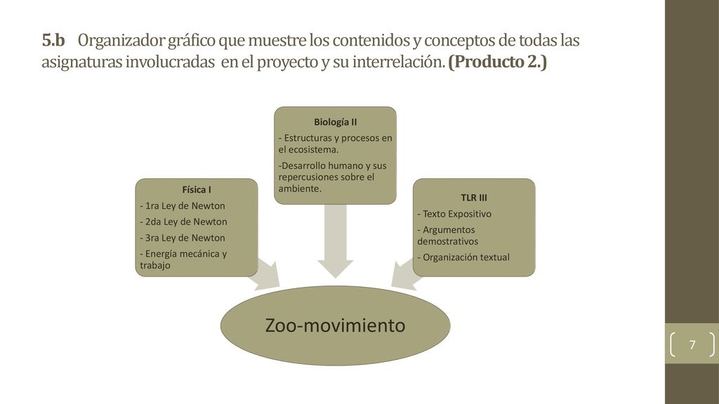 5.b Organizador gráfico que muestre los contenidos y conceptos de todas las asignaturas involucradas en el proyecto y su interrelación. (Producto 2.)