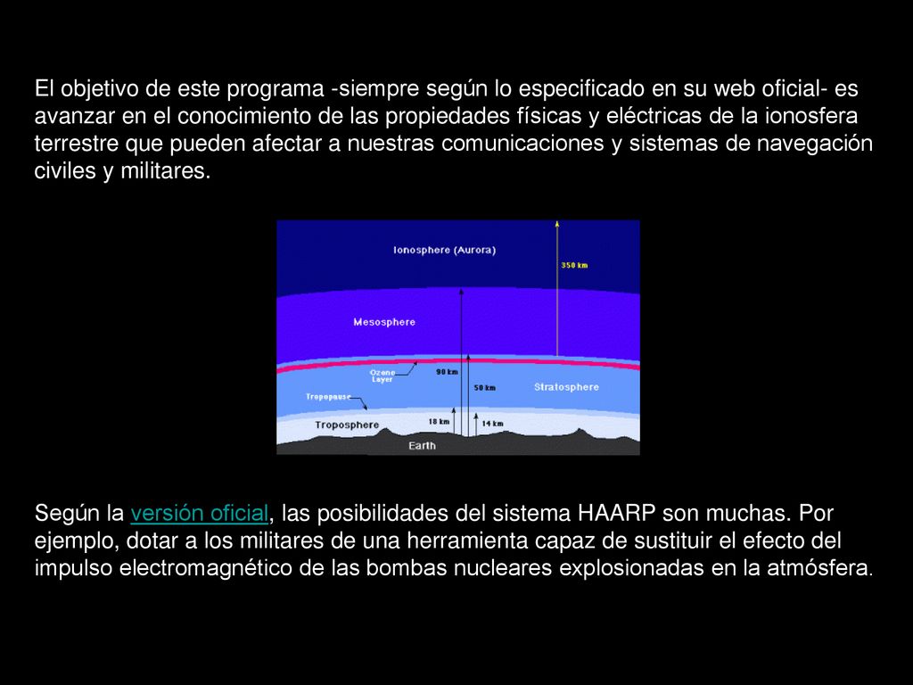 El objetivo de este programa -siempre según lo especificado en su web oficial- es avanzar en el conocimiento de las propiedades físicas y eléctricas de la ionosfera terrestre que pueden afectar a nuestras comunicaciones y sistemas de navegación civiles y militares.