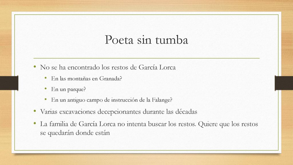 Poeta sin tumba No se ha encontrado los restos de García Lorca