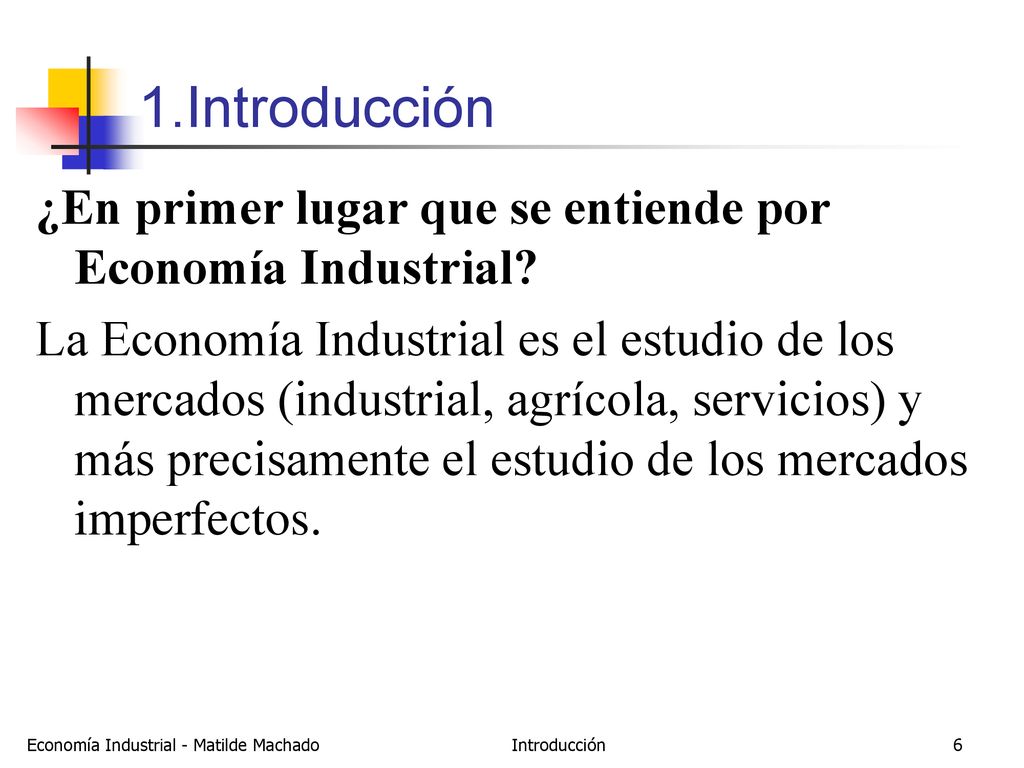 1.Introducción ¿En primer lugar que se entiende por Economía Industrial