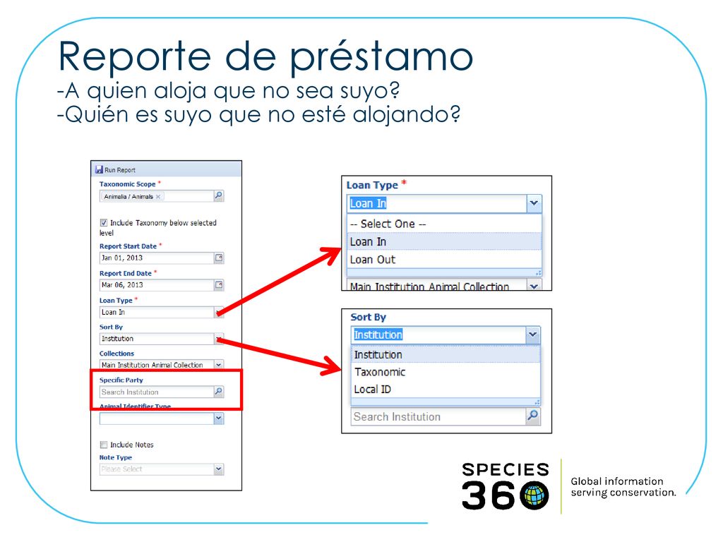 Reporte de préstamo -A quien aloja que no sea suyo
