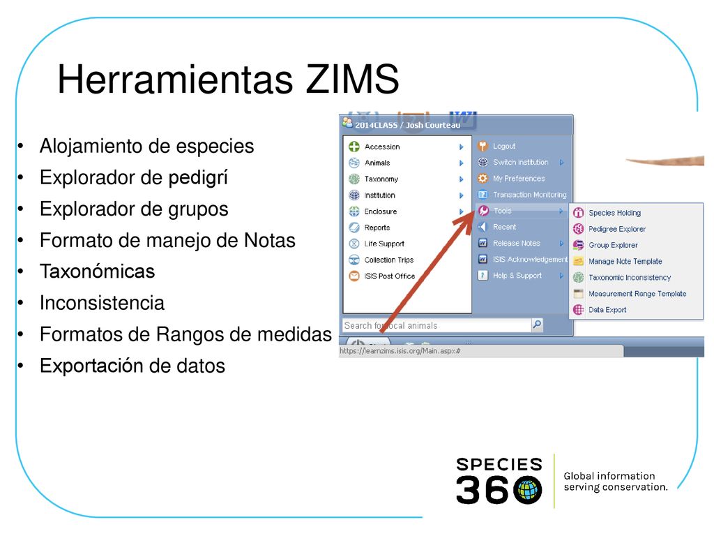 Herramientas ZIMS Alojamiento de especies Explorador de pedigrí