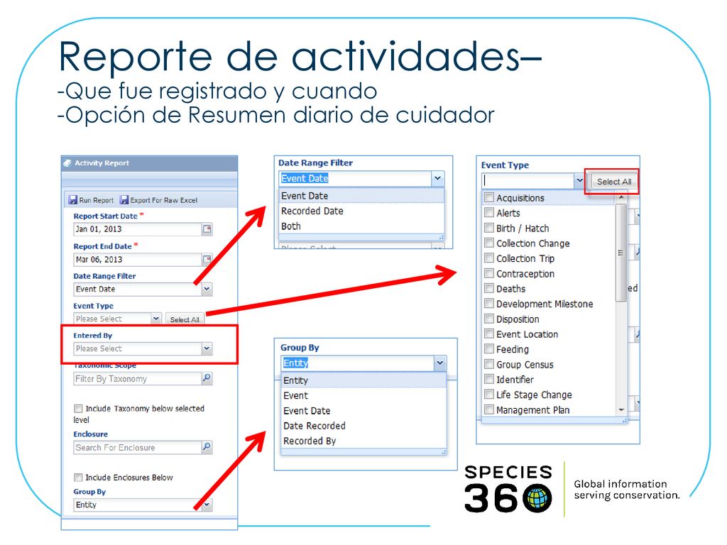 Reporte de actividades– -Que fue registrado y cuando -Opción de Resumen diario de cuidador