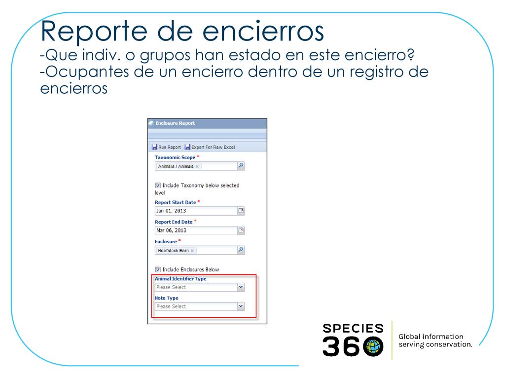 Reporte de encierros -Que indiv. o grupos han estado en este encierro