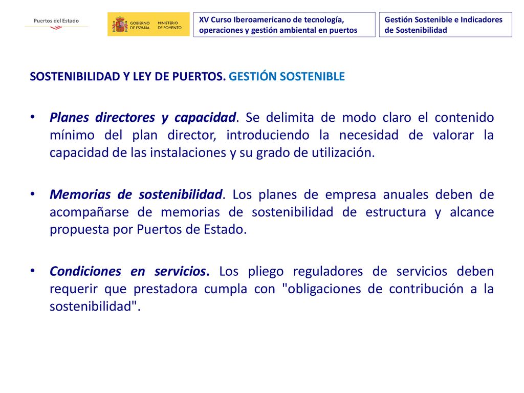 XV Curso Iberoamericano de tecnología, operaciones y gestión ambiental en puertos