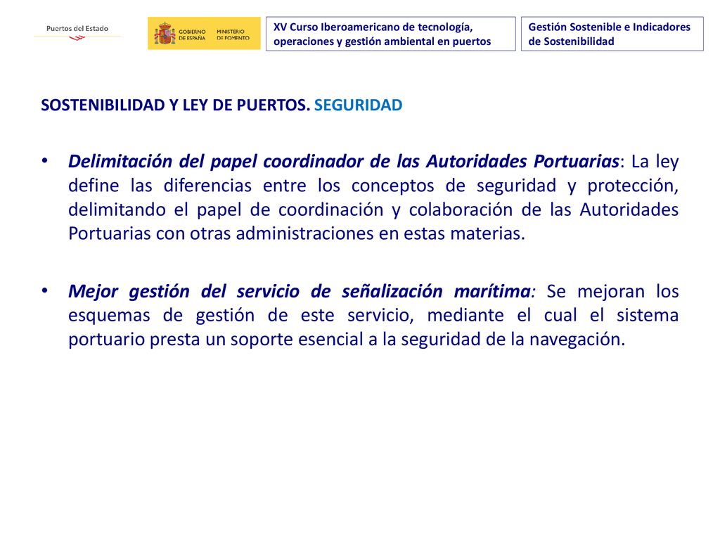 XV Curso Iberoamericano de tecnología, operaciones y gestión ambiental en puertos