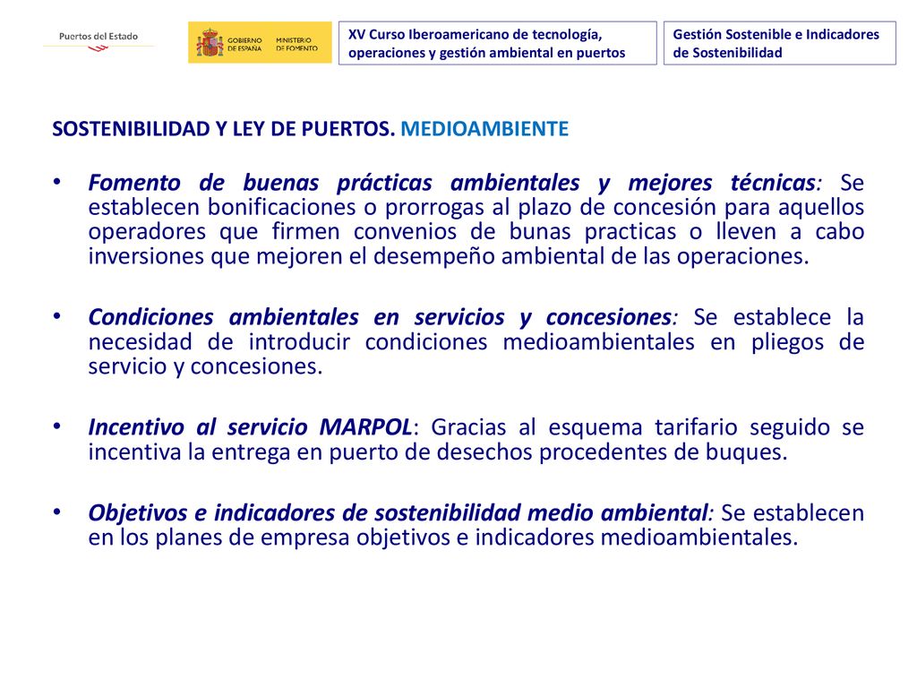 XV Curso Iberoamericano de tecnología, operaciones y gestión ambiental en puertos