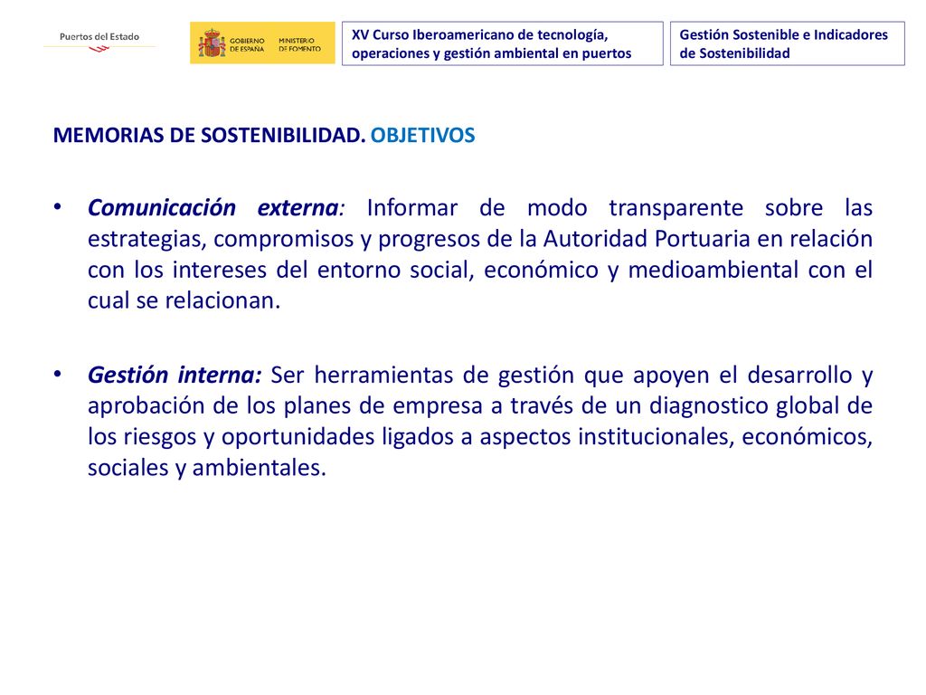 XV Curso Iberoamericano de tecnología, operaciones y gestión ambiental en puertos