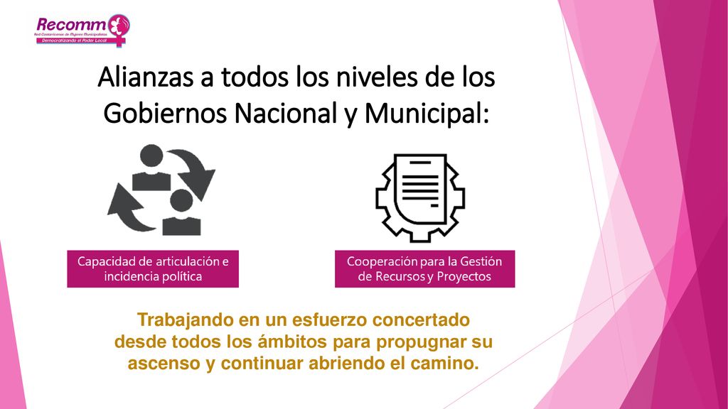 Alianzas a todos los niveles de los Gobiernos Nacional y Municipal: