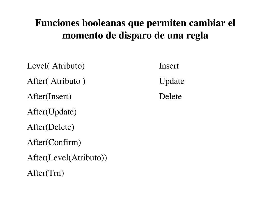 Insert, Update, Delete Para condicionar el modo de disparo. After(Confirm)
