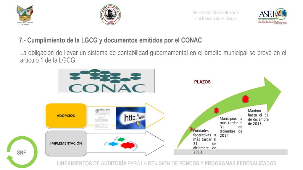 7.- Cumplimiento de la LGCG y documentos emitidos por el CONAC