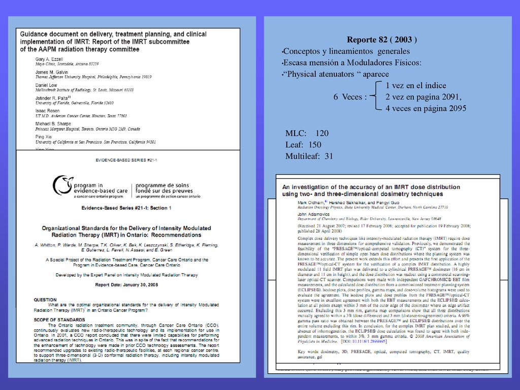 Reporte 82 ( 2003 ) Conceptos y lineamientos generales. Escasa mensión a Moduladores Físicos: Physical atenuators aparece.