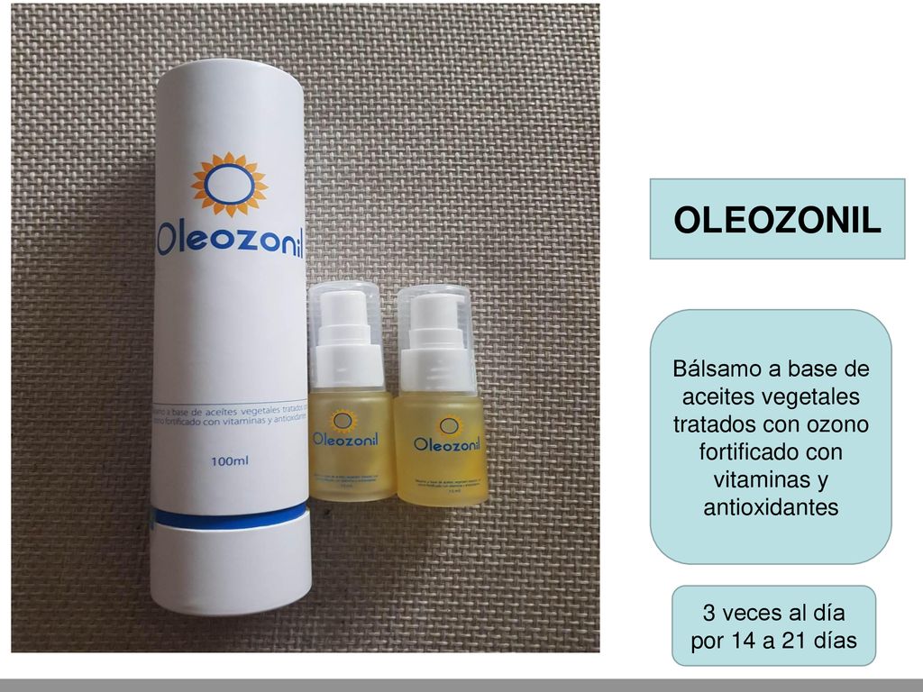 Ol OLEOZONIL. Bálsamo a base de aceites vegetales tratados con ozono fortificado con vitaminas y antioxidantes.